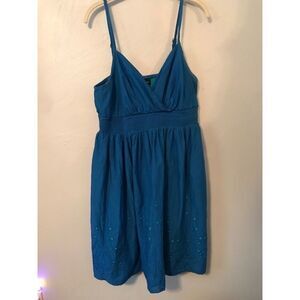 Lane Bryant Blue Adjustable Strapped Dress w/ Teal Underlay​